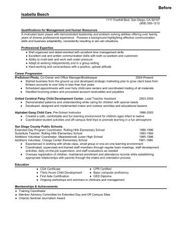 Career Change Sample Resume - Panoramic Resumes, LLC