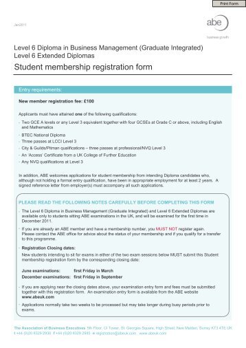 Student membership registration form - Association of Business ...
