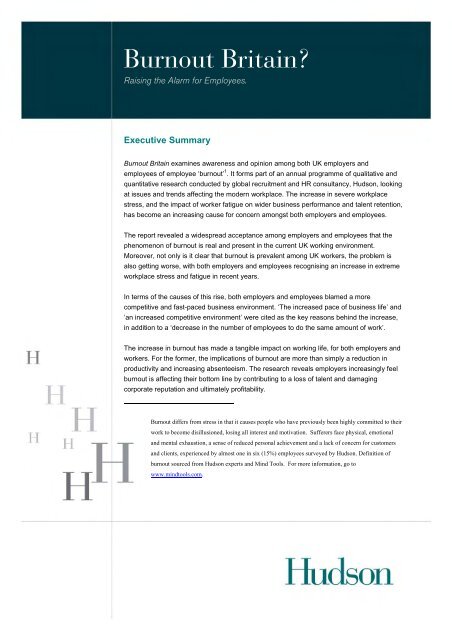 Burnout Britain: Raising the Alarm for Employers - Hudson