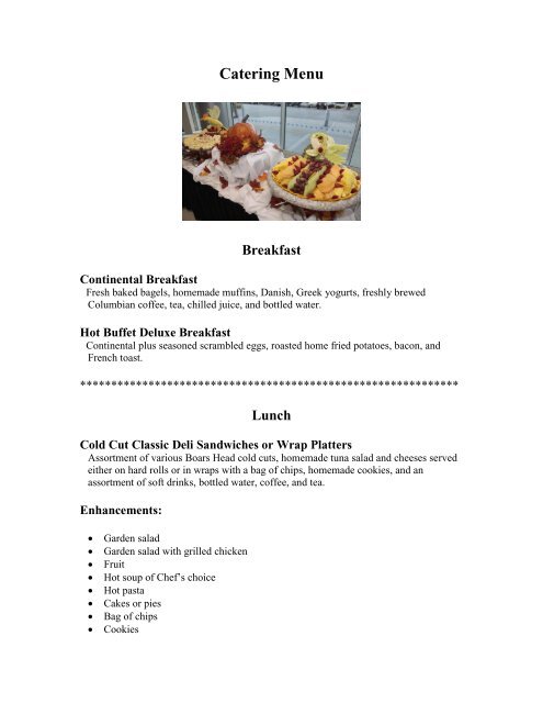 Catering Menu Pdf