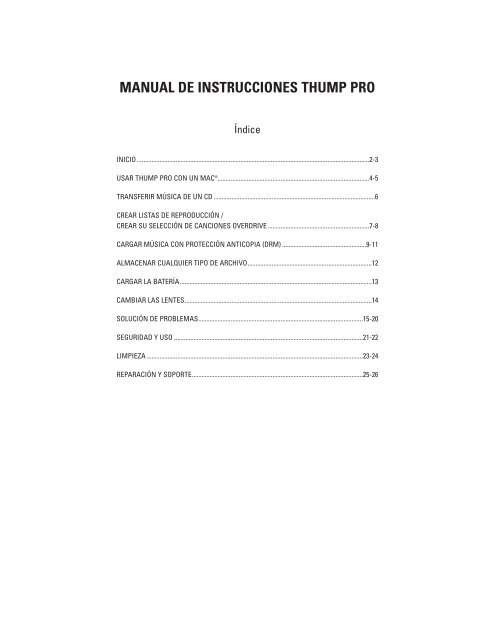 manual de instrucciones thump pro - Oakley