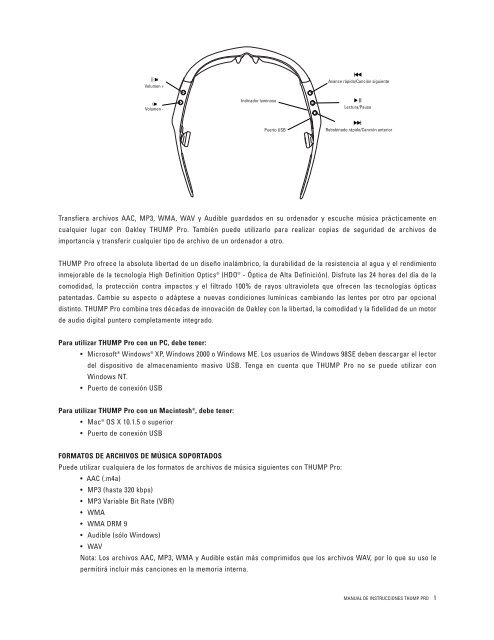 manual de instrucciones thump pro - Oakley