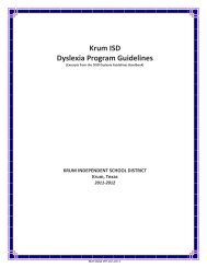 Krum ISD Dyslexia Program Guidelines - Krum, Texas Independent ...