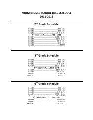 KRUM MIDDLE SCHOOL BELL SCHEDULE 2011-2012 7 Grade ...