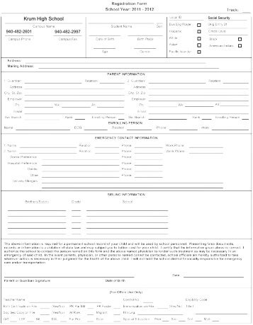 Registration Form Dodd 2010-11 - Krum, Texas Independent School ...