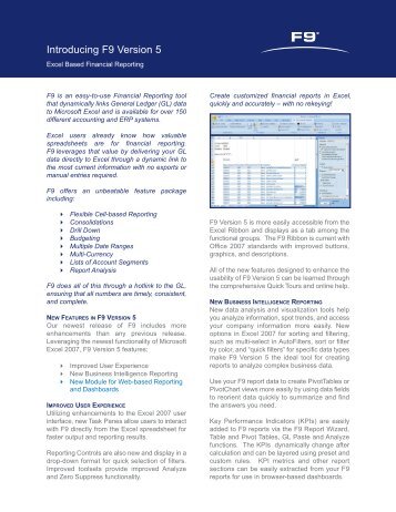 F9 Excel Based Financial Reporting for Sage ERP - DSD Business ...