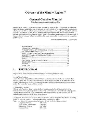 Odyssey of the Mind Coaches Manual - Capital Region BOCES