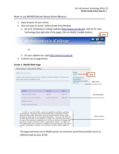 MyISIS Online Grade Entry How-to - St. Scholastica's College Manila