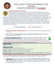 BOY SCOUT TROOP 629 NEWSLETTER