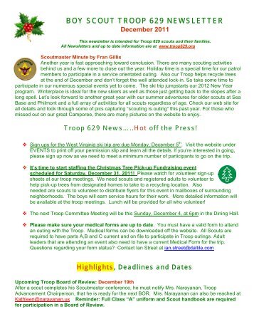 BOY SCOUT TROOP 629 NEWSLETTER