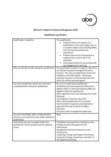 ABE Level 7 Diploma in Business Management - Association of ...