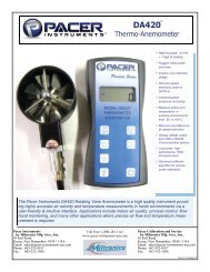 Model AP275 ROTATING VANE ANEMOMETER ... - Pacer Instruments
