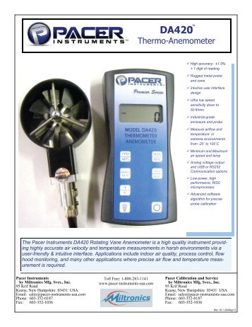 Thermo-Anemometer - Pacer Instruments