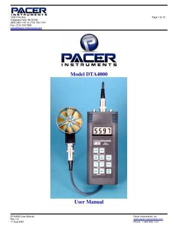 Model DTA4000 User Manual - Pacer Instruments