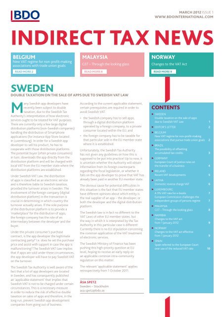 Indirect Tax News 1 - March 2012 - BDO International