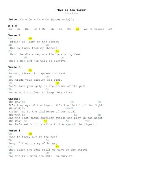 Eye of the Tiger Chords