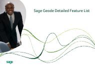 Sage Geode Detailed Feature List - Sage ERP