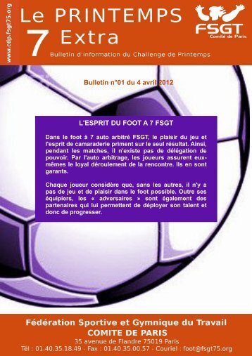 Bulletin nÂ°1 - Challenge - FSGT