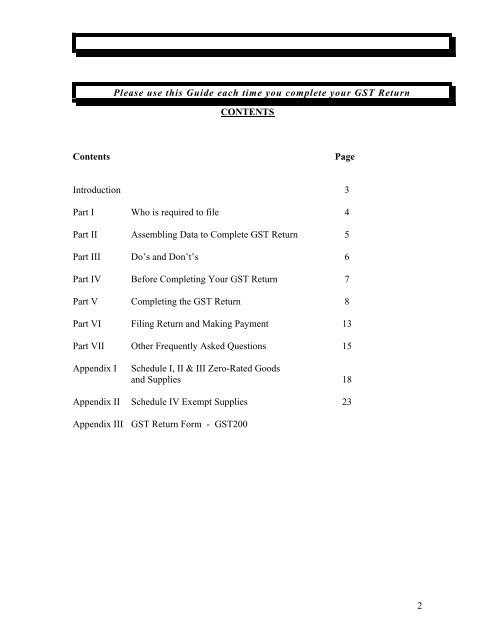 Guide to Preparing your GST Return