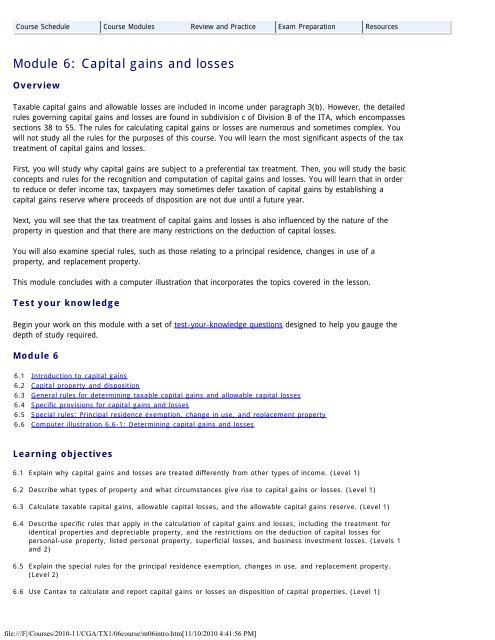 Module 6: Capital gains and losses - PD Net