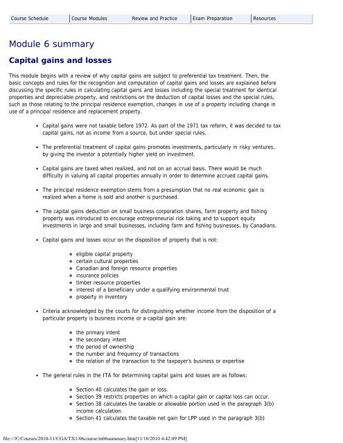 Module 6: Capital gains and losses - PD Net