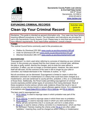 Clean Up Your Criminal Record - Sacramento County Public Law ...