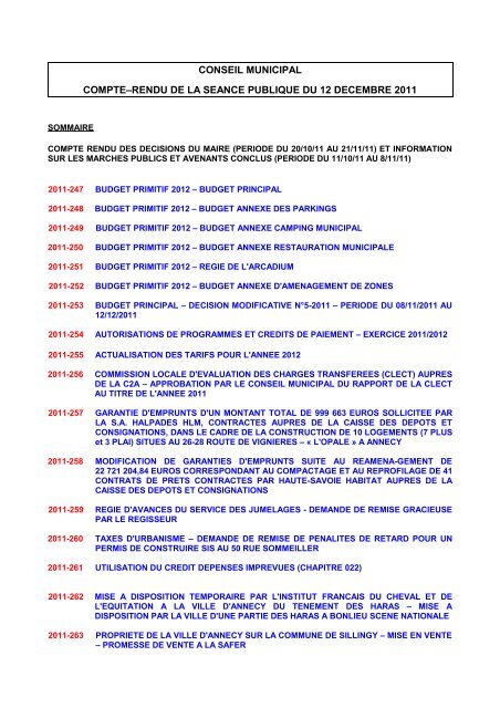 CONSEIL MUNICIPAL COMPTEâRENDU DE LA SEANCE ... - Annecy