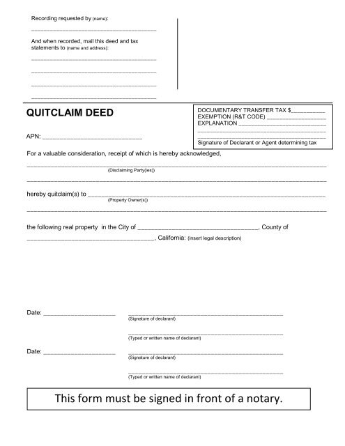 Quitclaim Deed - Sacramento County Public Law Library