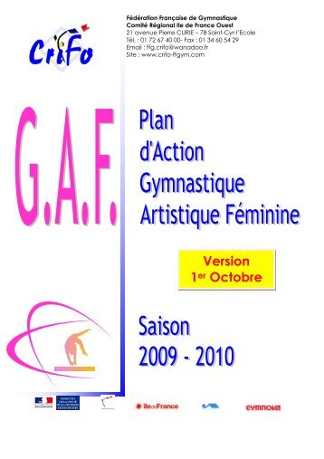Plan d'Actions GAF 2009 - ALCEA Gymnastique Antony