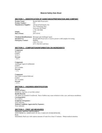 Material Safety Data Sheet - Advanced Instruments, Inc.