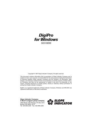 Retired Manual - DigiPro for Windows 1997 - Slope Indicator