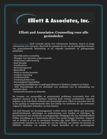 Elliott and Associates: Counseling voor alle gezinsleden