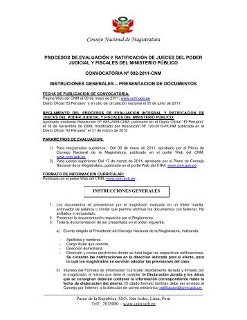 Instrucciones Generales para la PresentaciÃ³n de Documentos