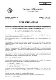 Il Responsabile dell' Area Vigilanza - Comune di Novedrate