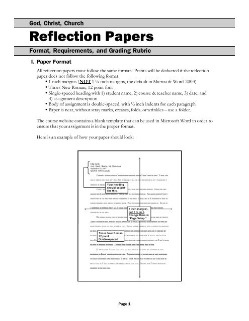 how to write a one page reflection paper