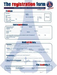 The registration form - PSG