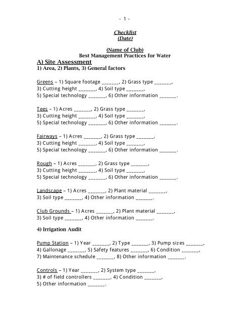 BMP Checklist - STMA