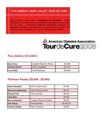 Champions for Diabetes.080829.pub - Tour de Cure - American ...