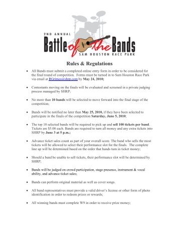 Battle of Sam 2009 Battle of the Bands Rules & Regulations