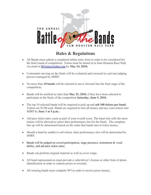 Battle of Sam 2009 Battle of the Bands Rules & Regulations