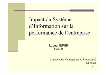 Impact du Système d'Information sur la performance de l'entreprise