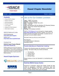 Hawaii Chapter Newsletter - ISACA: Hawaii Chapter