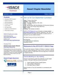 Hawaii Chapter Newsletter - ISACA: Hawaii Chapter