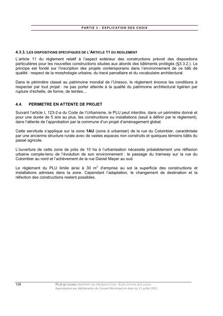 RP explication des choix - Accueil - Tours