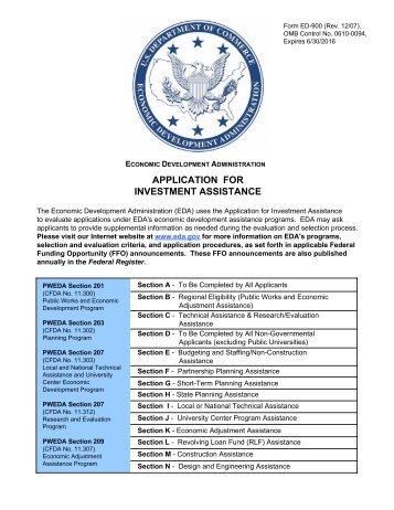 APPLICATION FOR INVESTMENT ASSISTANCE - Grants.gov