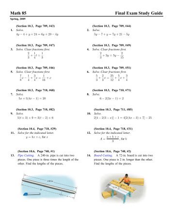 Math 85 Final Exam Study Guide - South Texas College