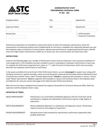 administrative staff performance appraisal form - Office of Human ...