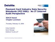 PCI DSS - ISACA: Hawaii Chapter