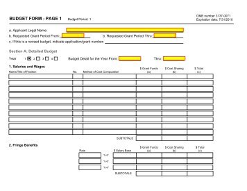 BUDGET FORM - PAGE 1 - Grants.gov