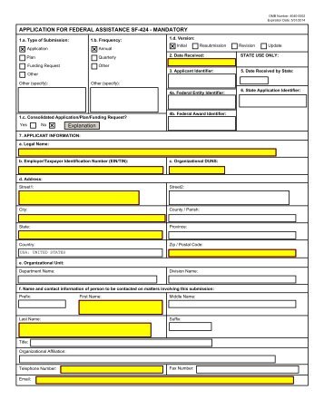 APPLICATION FOR FEDERAL ASSISTANCE SF-424 ... - Grants.gov